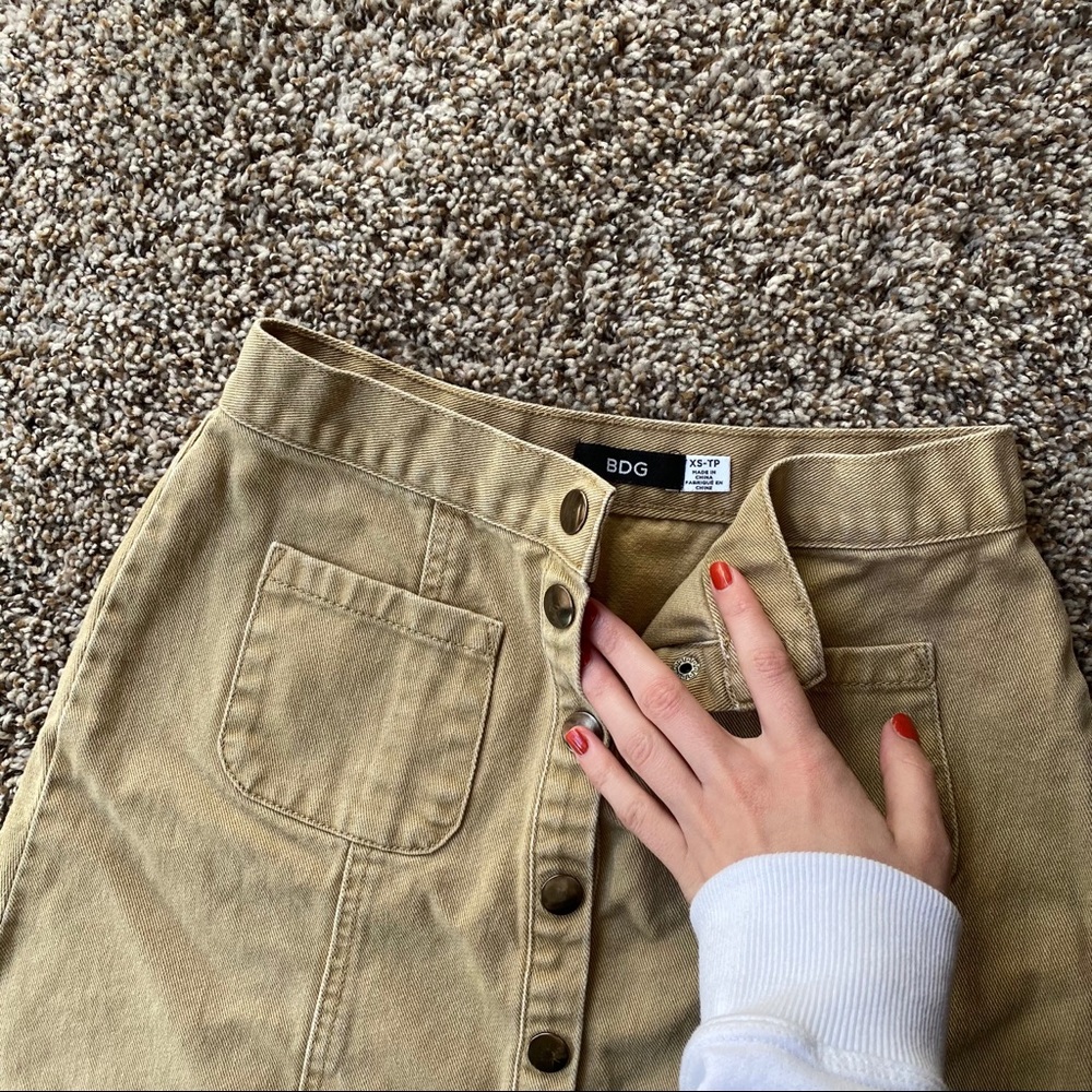 SOLD BDG Front Button High Waited Skirt Beige/Tan